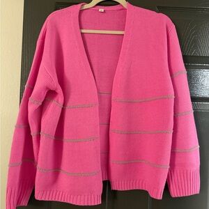 Pink and Gray Women's Cardigan